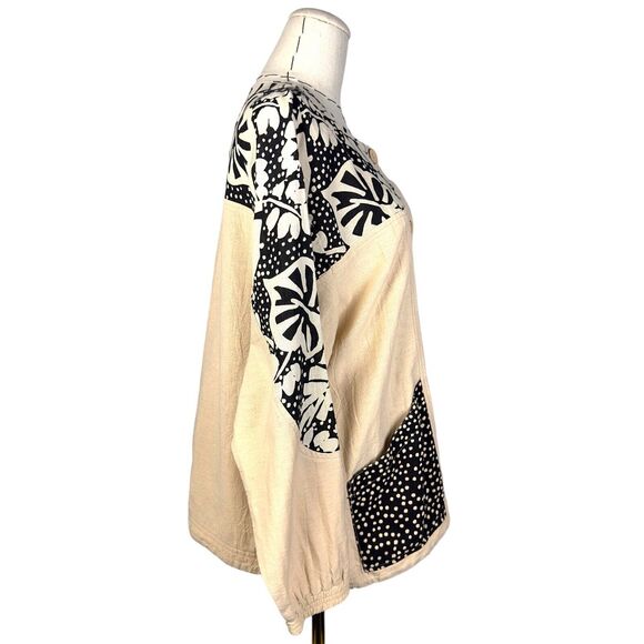 Vintage Produce Company Beige Multi Pattern Print Button Front Jacket Size PL - Picture 4 of 7